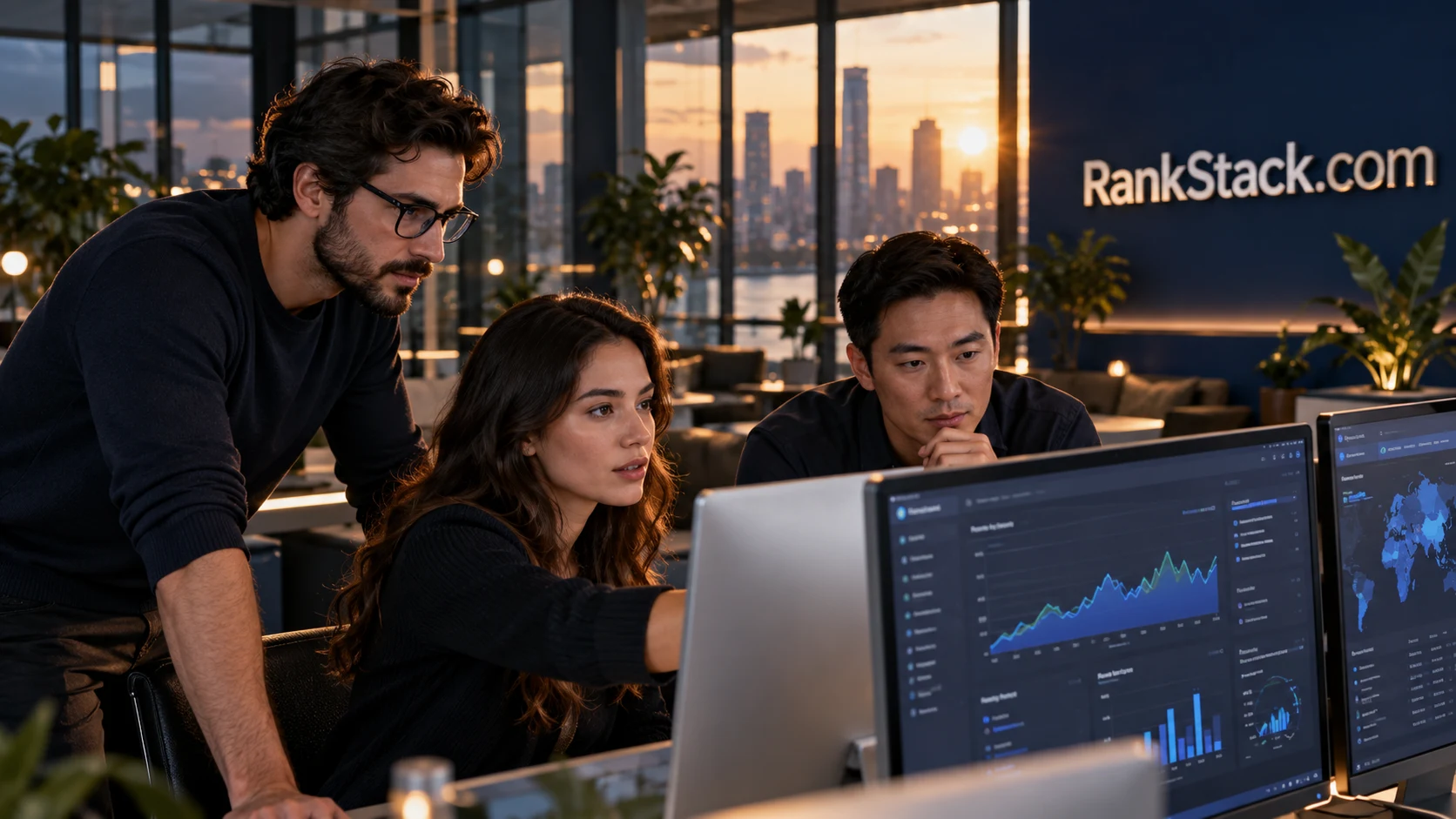A search intelligence team reviewing connected search information